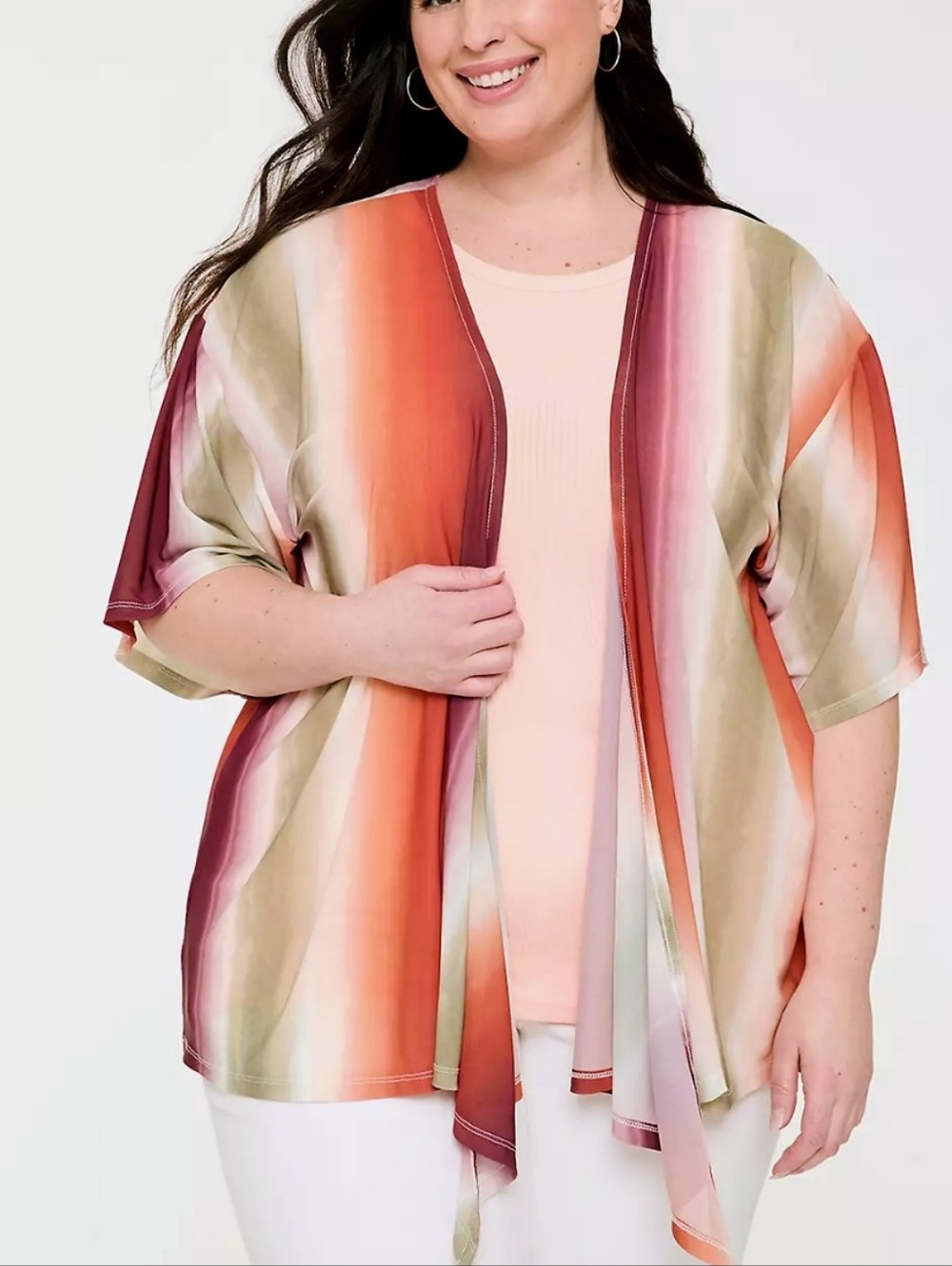Lane Bryant Kimono-Sleeve Tie-Front Mesh Overpiece